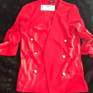 Fashionable cardigan with ruched 3 quarter sleeves